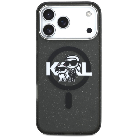 Karl Lagerfeld IML Glitter Karl & Choupette Sketch Logo MagSafe Case for iPhone 17 Pro Max