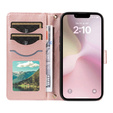 Flip case for iPhone 16E, Rhombus Crossbody Leather, pink rose gold