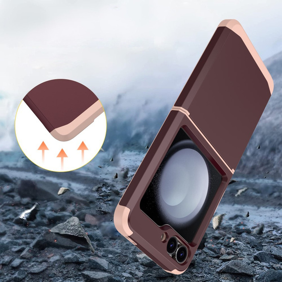 Armored Case for Samsung Galaxy Z Flip7 FE / Z Flip6, Armor Shockproof, maroon