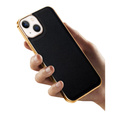 Case for iPhone 14 Plus, Cowhide Leather, black