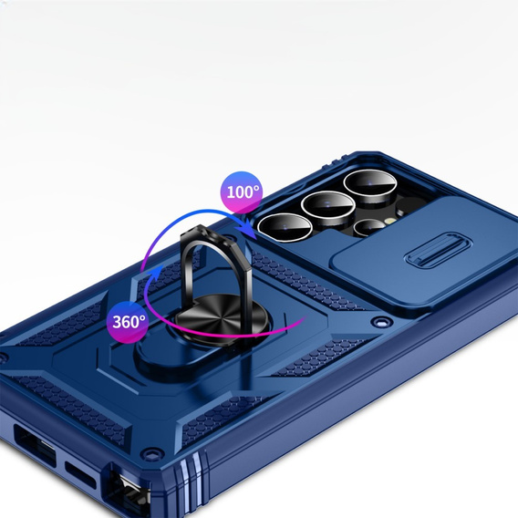 Case for Samsung Galaxy S25 Ultra, KickStand Camera Lens, blue