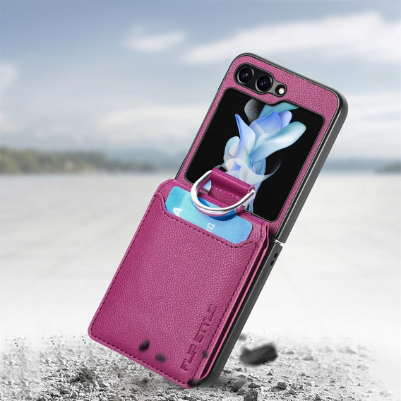 Case for Samsung Galaxy Z Flip7 FE / Z Flip6, Card Slot Ring Case, purple