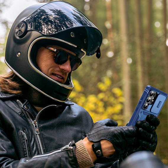 Case for Samsung Galaxy S25 Ultra, KickStand Camera Lens, blue