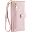 Flip case for Motorola Moto G73 5G, Wallet Zipper Pocket, pink