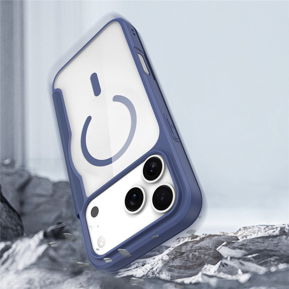 Dux Ducis case for iPhone 17 Pro, Skin X Pro, with flap, for MagSafe, navy blue