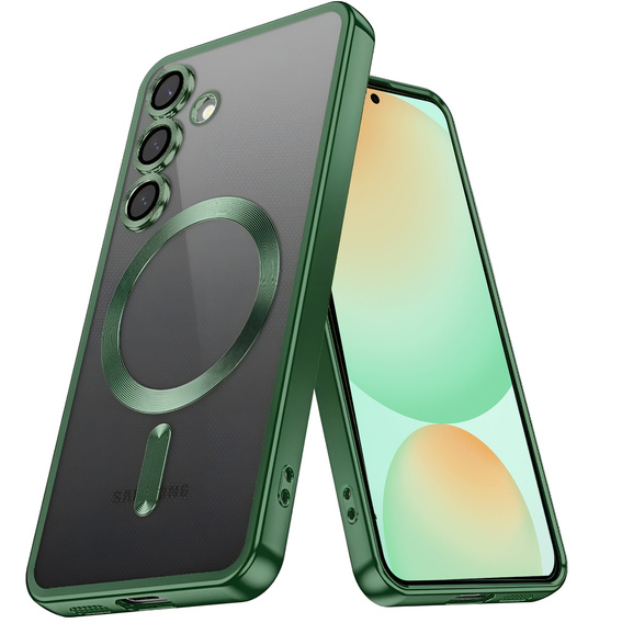 Case for Samsung Galaxy S24 FE, Electro MagSafe, green + Screen Glass