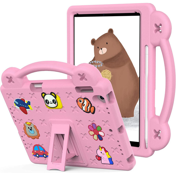Children's case for iPad 9.7" 2018/2017 (6/5 gen.) / Pro 9.7" 2016, Cute Patterns, with stand, pink
