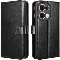 Flip case for Oppo Reno 13 Pro, Crazy Horse Wallet, black