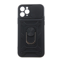 Armored case for Iphone 15 Pro Max, armored Slide Ring, black + 9H glass