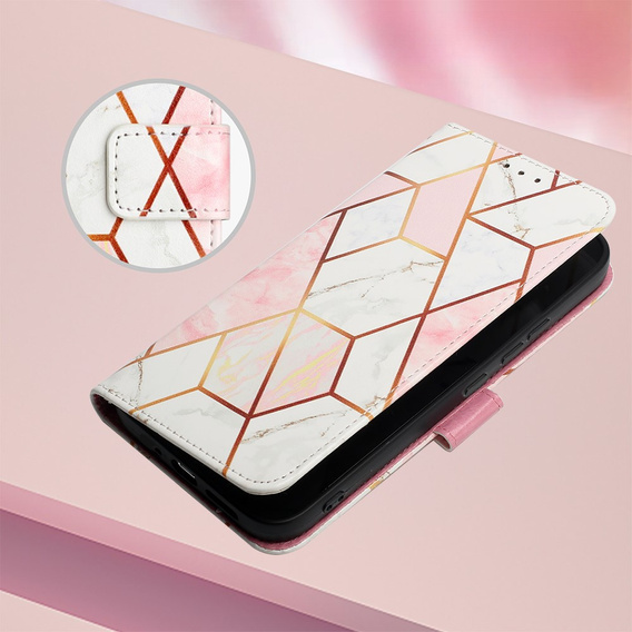 Flip case for Xiaomi Redmi Note 13 Pro 4G / Xiaomi Redmi Note 14S / Xiaomi Poco M6 Pro 4G, Wallet, Marble pink