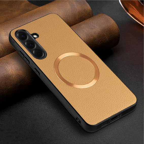 Case for Samsung Galaxy A56 5G, Leather Hybrid MagSafe, gold