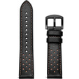 22mm Genuine Leather Coated Silicone Watch Band - Brown