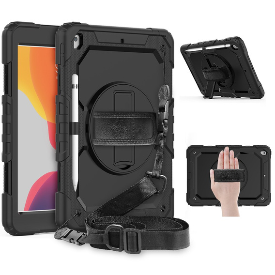Armored Case for iPad 10.2" 2021/2020/2019 (9/8/7 gen.), protective 360 with stylus slot, black