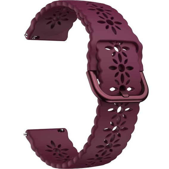 Silicone strap for 22mm Soft Hollowed-out, Wine Red