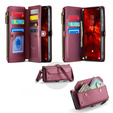 Case CASEME for Samsung Galaxy S25 FE, RFID Leather Wallet, with shoulder strap, red