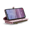 Case CASEME for Samsung Galaxy S24 FE, RFID Leather Wallet, with shoulder strap, pink