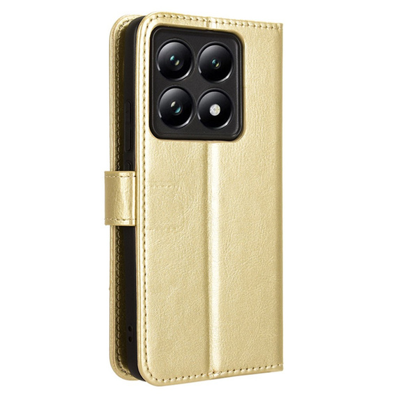 Flip case for Xiaomi 14T, Crazy Horse Wallet, gold