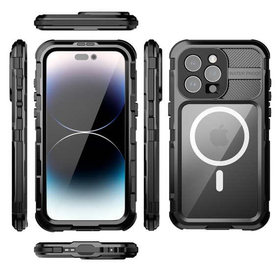 IP68 Waterproof Case for iPhone 15 Pro Max, SHELLBOX MagSafe, black