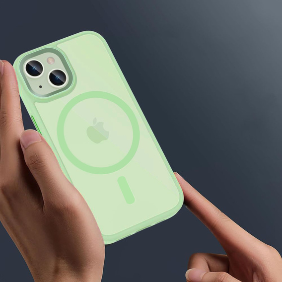 Case for iPhone 15, for MagSafe, ERBORD Matt Case, green + Screen Glass