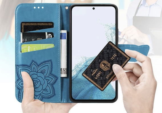 Flip case for Samsung Galaxy A56, Butterfly, blue