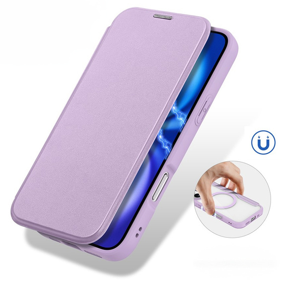 Dux Ducis case for iPhone 17, Skin X Pro, with flap, for MagSafe, purple