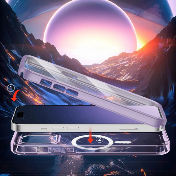 Case for iPhone 16 Pro, Shockproof Hybrid, with screen film, for MagSafe, purple