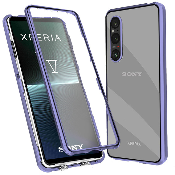 Case for Sony Xperia 1 V, Magnetic Dual Glass, purple