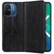 Case for Xiaomi Redmi 12C, Wallet Litchi Leather, black