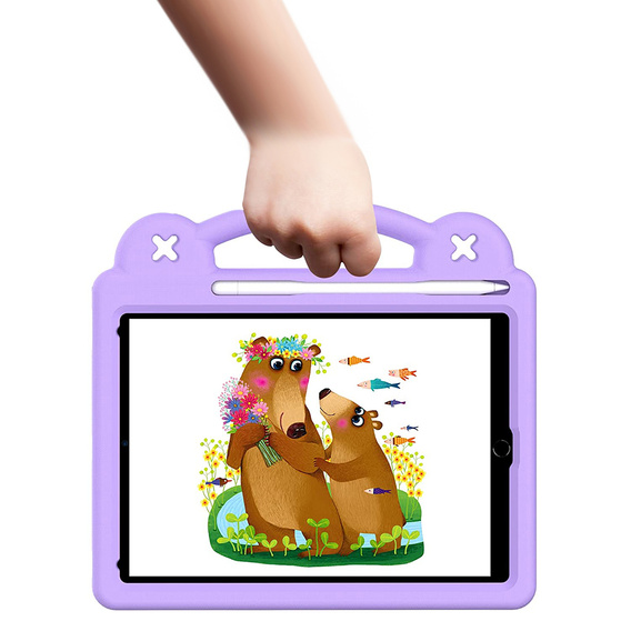 Children's case for iPad 9.7" 2018/2017 (6/5 gen.) / Pro 9.7" 2016, Cute Patterns, with stand, purple