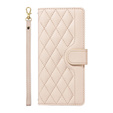 Flip case for iPhone 16E, Rhombus Crossbody Leather, beige