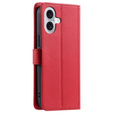 Flip case for iPhone 16, Rhombus Crossbody Leather, red