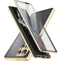 Case for Samsung Galaxy S22 Ultra, Magnetic Dual Glass, gold