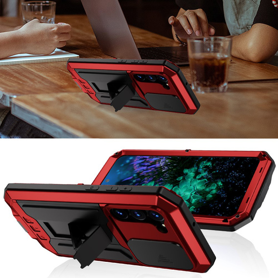 Armored case for Samsung Galaxy S23 Plus, R-JUST CamShield Slide, red