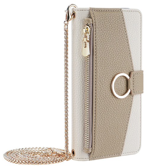Flip case for Motorola Edge 40 Neo 5G, Wallet Zipper Pocket, with mirror, white