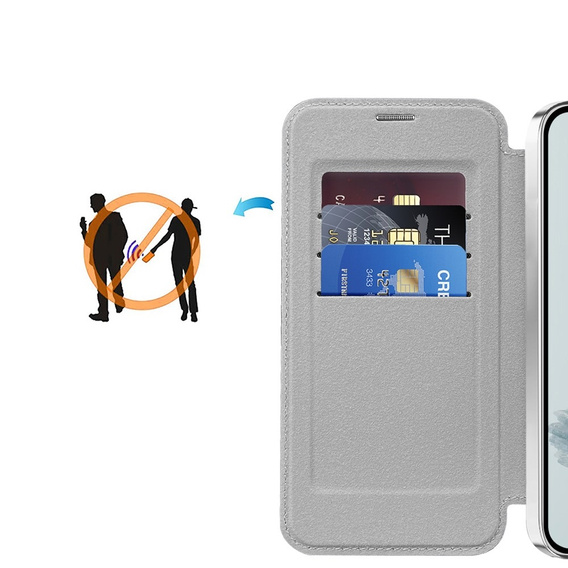 Flip case for Google Pixel 9A, RFID Wallet MagSafe CamShield, silver