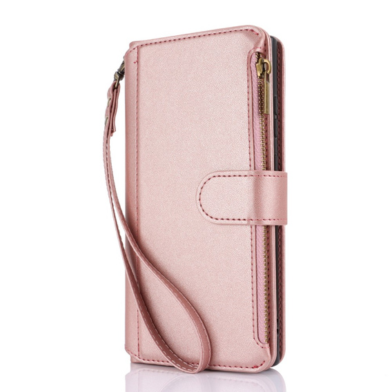 Flip case for Samsung Galaxy S24 Ultra, Wallet Zipper Pocket RFID, with shoulder strap, black