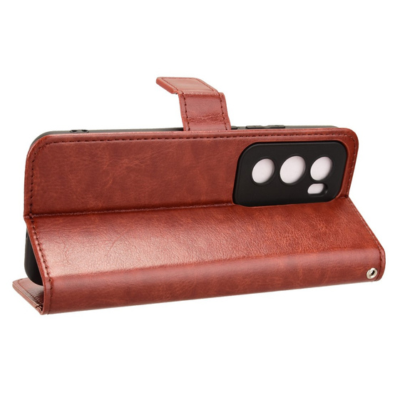 Flip case for Oppo Reno 12 Pro, Crazy Horse Wallet, brown