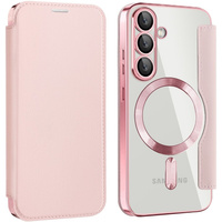 Flip case for Samsung Galaxy S25, RFID Wallet MagSafe CamShield, pink