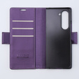 Case for Samsung Galaxy Z Fold 5 5G, ERBORD Glossy Litchi, wallet with flap, purple