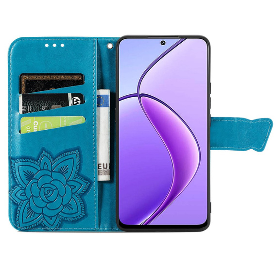 Flip case for Realme 12, Butterfly, blue