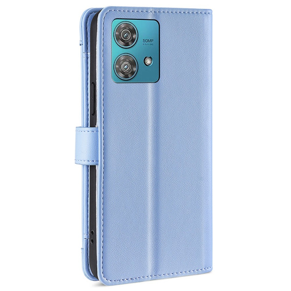 Flip case for Motorola Edge 40 Neo, Wallet Zipper Pocket, blue