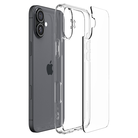 Spigen case for iPhone 16, Ultra Hybrid, transparent + 9H Tempered Glass