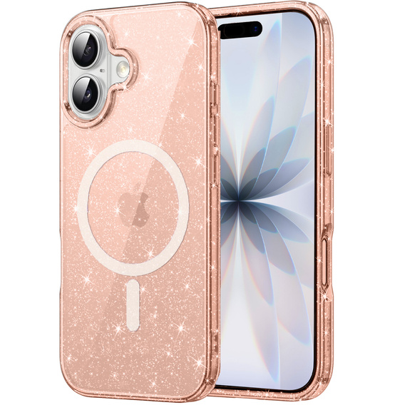 Case for iPhone 17, for MagSafe, glitter, translucent gold