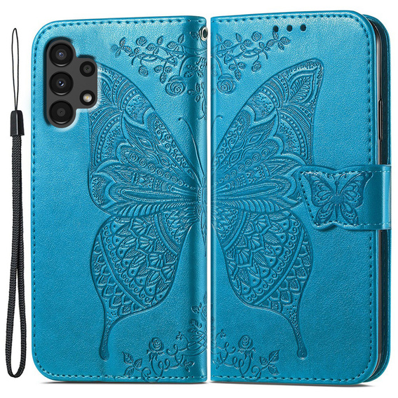 Flip case for Samsung Galaxy A13 4G, Butterfly, blue