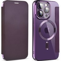 Flip case for iPhone 14 Pro, RFID Wallet MagSafe CamShield, purple
