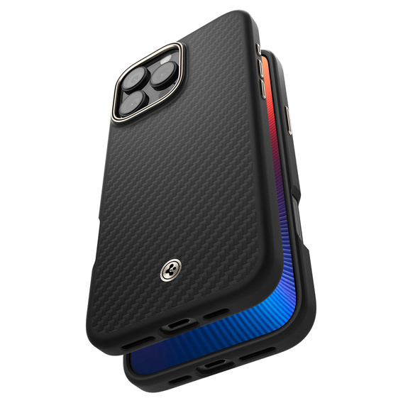 Spigen Case for iPhone 16 Pro Max, Enzo Aramid MagSafe, carbon black + 9H Tempered Glass