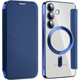 Flip case for Samsung Galaxy S24, RFID Wallet MagSafe CamShield, dark blue