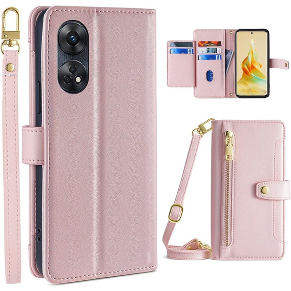 Flip case for Oppo Reno8 T 4G, Wallet Zipper Pocket, pink