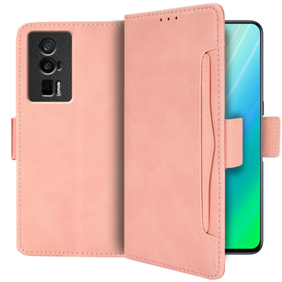 Flip case for Poco F5 Pro 5G, Card Slot, pink