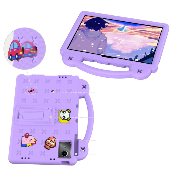 Children's case for Lenovo Tab M11, Cute Patterns, with stand, purple